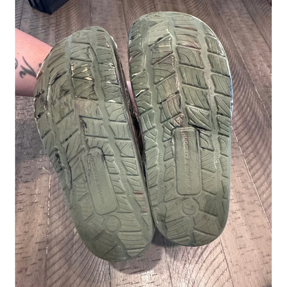 Rugged Shark Mens Camo Clogs Green Brown Camouflage Slip On Water Shoes Size 7